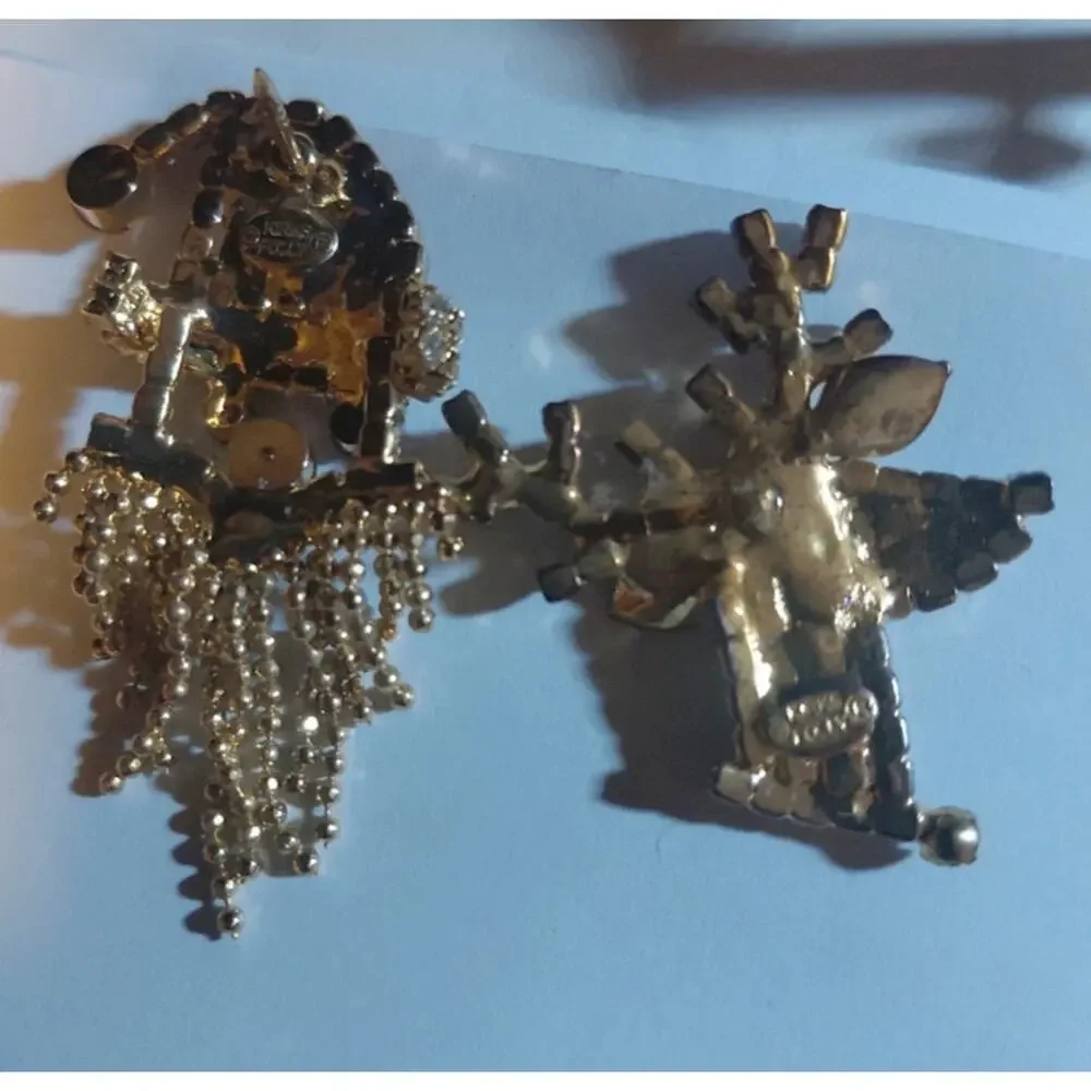 Vintage Kirk's folly Santa Claus and Rudolph pin Broach set
